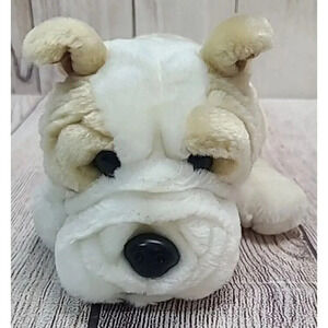 Vintage Kids Of America Plush Dog Boxer Bully Stuffed Animal Toy White Beige 12"